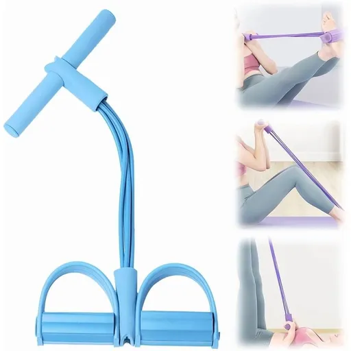 Multifunction Pedal Resistance Band, Upgrade 4 Tube AB Training Auxiliary Workout Equipment with Ankle Puller for Abdomen, Waist, Arm Women and Men