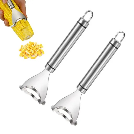 Corn Peeler - 2 Pieces - Corn Stripper - Corn Peeler - Peeling Corn - Handy Corn Stripper - Corn Helper - Corn Cob Cutter - Vegetable Accessories - Easily Peel Corn on the Cob - Corn Remover - Kitchen Gadgets - Household Kitchen Tool - Stainless Stee