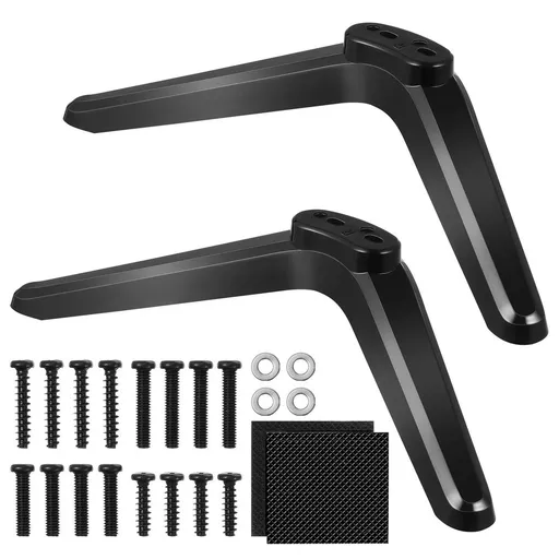 Modern Black TV Stand Holder Legs for Secure Flat Screen TV Setup