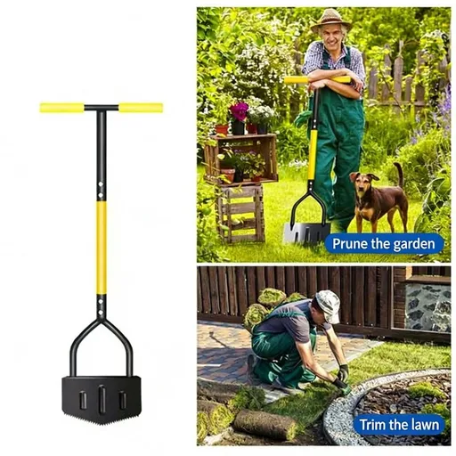 Manual Edger Lawn Tool, Border Edger with V-Shaped Saw Tooth Blade & Rubber T-Grip, 41.73" Garden Tools for Sidewalk Grass Yard
