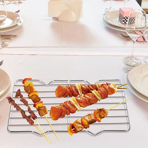 Silver 201 Stainless Steel Wire Rack for Bbq Grilling and Roasting