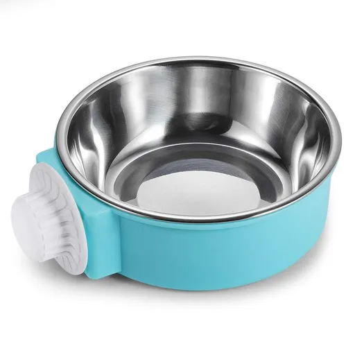 Crate Dog Bowl Stainless Steel Removable Food Bowl Feeder Pet Drink Water Dish Hanging on Cages for Puppy Cat Parrot Bird