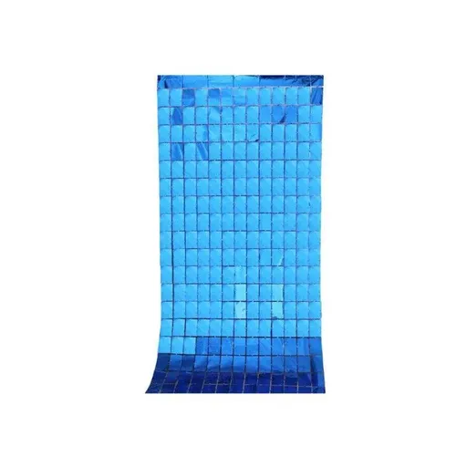 Rectangle Tinsel Curtain Shimmer Wall Backdrop 2M Length Party Decoration Sequin - Blue