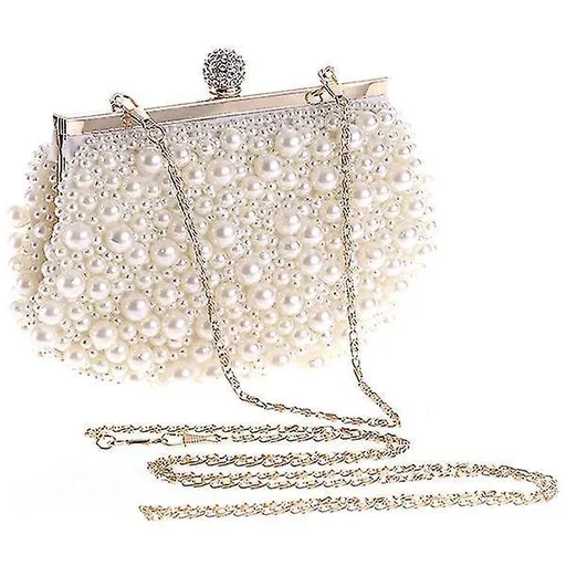 Evening Wedding Clutch Pearl Handbag Small White Purse Bridesmaid Bag