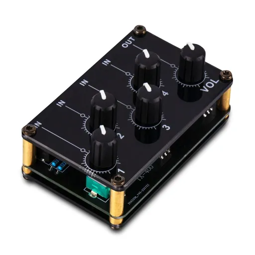 Audio Mixer, 4 Input 1 Output Mini Low Noise Sound Board Console Portable Passive Stereo Audio Mixer Mini Stereo Live Studio