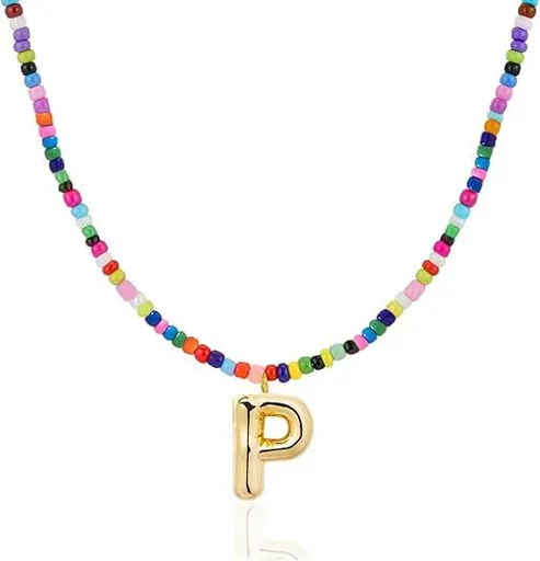 Colorful Initial Necklaces Graduation Gifts for Girls Kids Teens, 6-18 Year Old Girl Birthday Gift Teen Girl Gifts Trendy Stuff Gold Bubble Letter Pendent Necklace Jewelry（P)