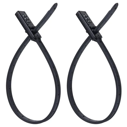 2pcs Zip Tie Lock, 22.05in Adjustable Small Cable Lock with Combination 3 Digit Recodable Combination Multi-Purpose for Bikes Motorcycle Helmet (Black)