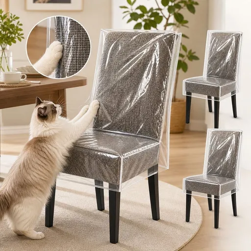 2Pcs Clear Plastic Chair Covers Cat/Dog Bite Resistant Dining Chair Covers, Clear Waterproof Chair Cover Used for Home Office Hotel(21 x 18 x 23in)