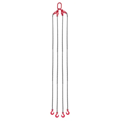 Chain Sling, 10mm x 3 m Lifting Chains with 4 Leg Grab Hooks, Heavy Duty G80 Alloy Steel Lifting Sling, 10.4 Ton Capacity, Adjustable Engine Chain Hoist Lifts for Cargo Security Towing