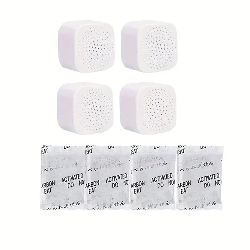 8 Piece Activated Charcoal Refrigerator Deodorizer Moisture Protection Black