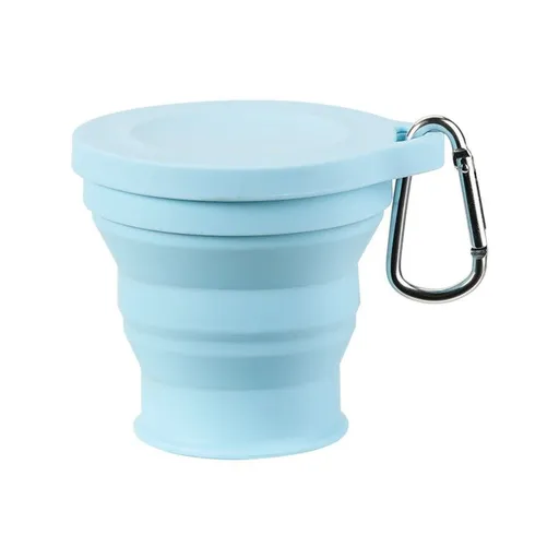Silicone Collapsible Water Cup, Portable Retractable Travel Mug, Outdoor Camping—Blue