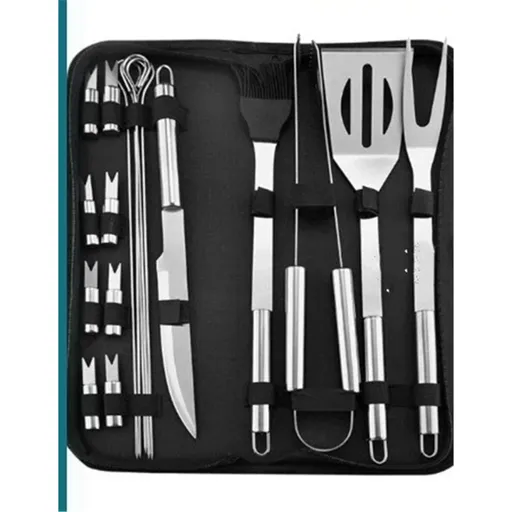 18-Piece Grill Tool Set, BBQ Accessories and Grill Tools, Durable Stainless-Steel Utensils, Spatula, Tongs, Cleaning Brush & More, Grilling Gifts for Men