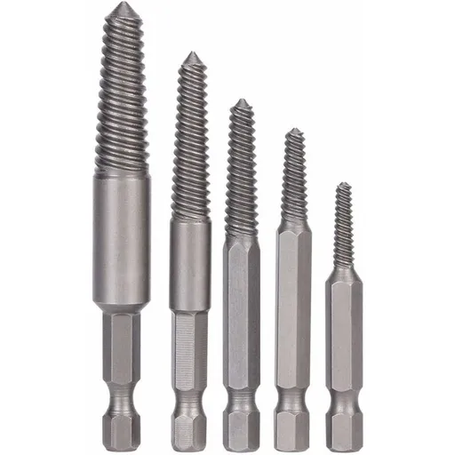 Screw Drill Bits, Stud Removal Tool, 5 pcs Broken Screw Extractor Hex Shank Fine Teeth DAmaged Bolt Removal Tool