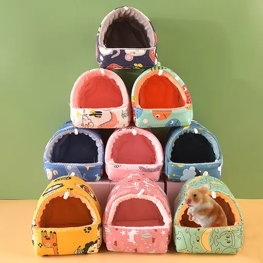 Cartoon Pattern Guinea Pig Cave House Bed, Rabbit Squirrel Chinchilla Hamster Hedgehog Nest Hideout, Small Animals Cage Warm Supplies, Machine Washable S Dinosaur