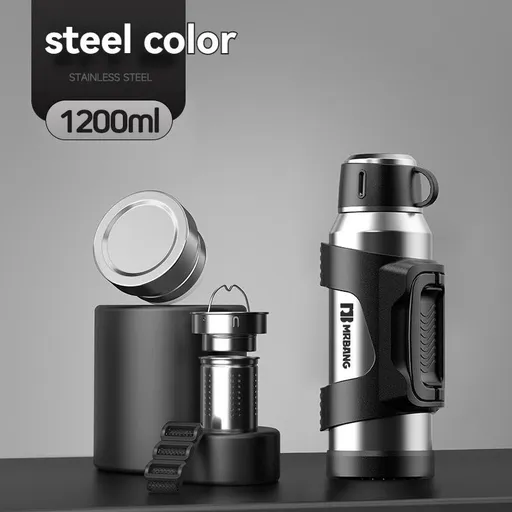 316 Stainless Steel Thermos Large Capacity Thermos Portable Thermos Flask - Silver - Size 1200ml