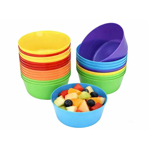 12Pcs Plastic Bowls 10 oz, Microwave & Dishwasher Safe, Lightweight Stackable Bowls for Cereal, Salad, Soup, Snacks, Party, Camping(Multicolor)