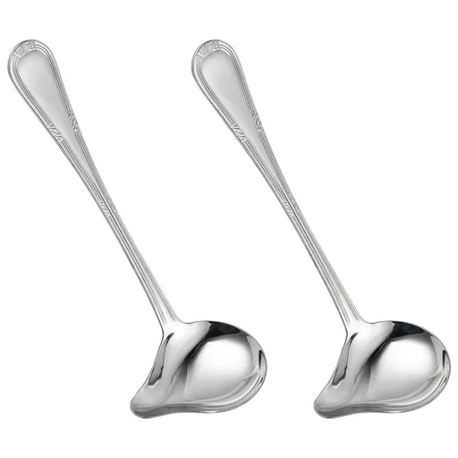 2 Pack Stainless Steel Drizzle Spoon with Spout Small Gravy Ladle, 7.87" Soup Spoons Kitchen Utensil Mirror Polish Drizzle Spoon
