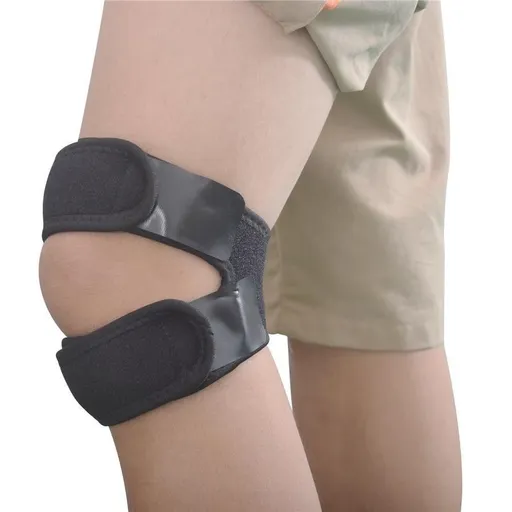 2 Count Double Knee Strap Knee Brace Support Silicone Insert Adjustable Neoprene for Running, Arthritis, Tennis, Basketball