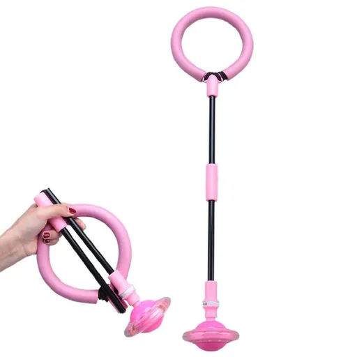 Foldable Skip Ball for Colorful Flashing Wheel Skip Ball Game Fitness Toys Pink