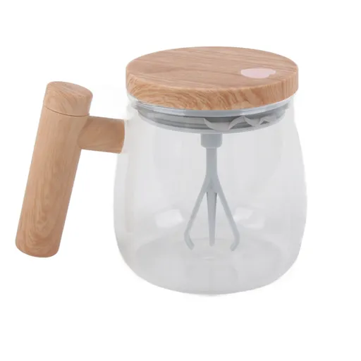Automatic Stirring Coffee Mug with Transparent Lid Beige White 350ml 400mAh IPX6 Type C Touch Switch Electric Mixing Cup for Coffee Milk