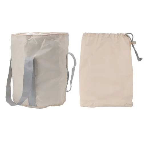 Foldable Foot Tub Polyester Double Layer Collapsible Camping Bucket with Storage Bag for Outdoor Beige