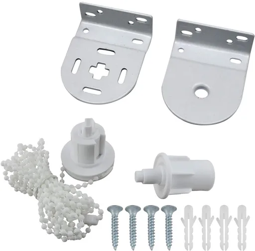 32mm - Roller Blind Coupling Replacement Spare Parts - Roller Blind Repair Kit - Roller Blind System - spare parts for roller blind couplings - window decoration accessories - roller blind fittings - with bead chain, screws - white