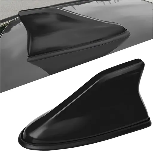 Shark Fin Antenna Cover for Car, Auto AM/FM Radio Signal Base Top Roof Aerial Cover with Adhesive Tape, Fashionable Shark Antenna Base Universal Replacement for Sedan SUV Van (Black)