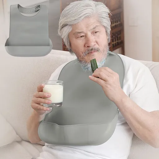 Adult Bibs, Waterproof Bib For Eating, Adjustable And Washable Clothing Protectors & Adult Bibs With Debris Trap