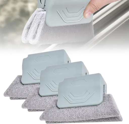 Magic Window Track Cleaner, 2025 Upgraded Handheld Cleaning Brh Set, for Window Slides Grooves, Tile Grout Lines, Shutter Slats, Car AC Vents & Narrow Gaps​ (Grey 3PCS)