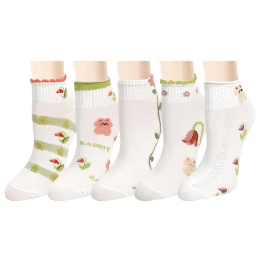 5pcs Women Fun Animal No Show Socks Non Slip Girls Cute Cat Short Socks Novelty Colorful Patterned Low Cut Socks Mom Gifts