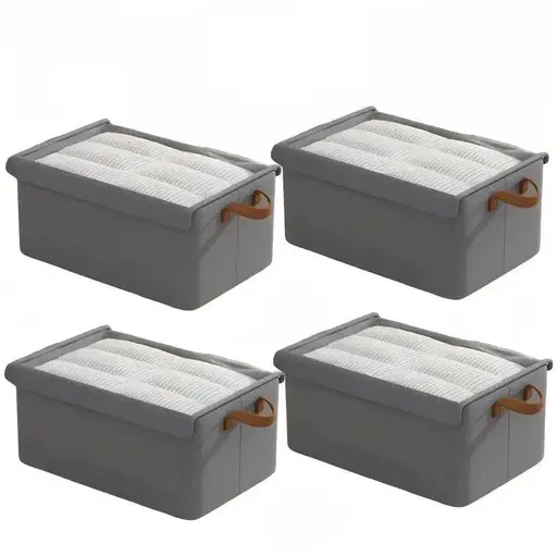 4pcs Foldable Clothes Storage Box Organizer Fabric Storage Box for Organization - Grey