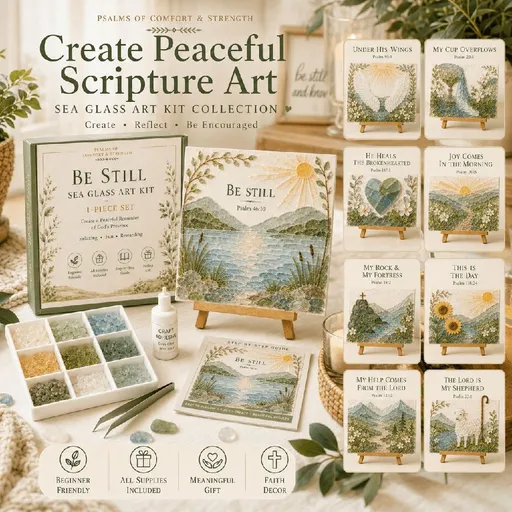 Mosaic Kit Sea Glass Art Beginner Christian Craft Relaxing Adult Activity