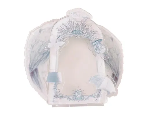 Acrylic Photo Frame Creative Devil Wings Replaceable Album Postcard DIY Storing Desktop Display White/Black 3 Inch Picture Holder Ornament Birthday Gift - White