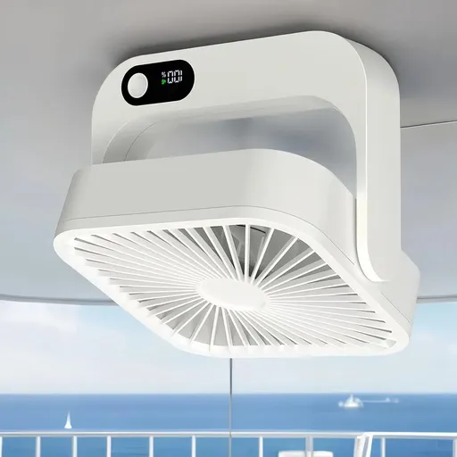 Magnetic Rechargeable Mini Desk Fan with 5-Speed LED Display for Office, Dorm & Bedside Use (White)