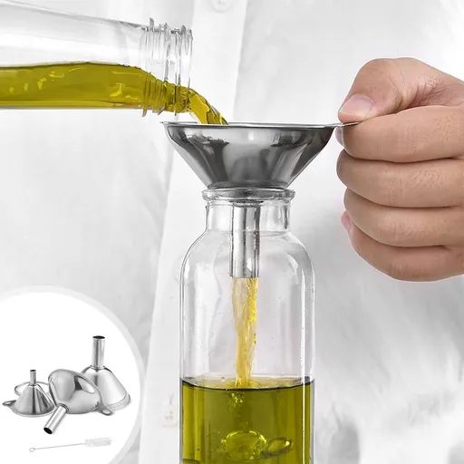 Metal Stainless Steel Funnel, Large Medium Small Funnel Set Of 3, Small Funnels For Filling Bottles Flask Cooking, Mini Kitchen Funnels For Transferring Essential Oils, Liquid