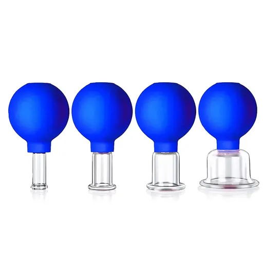4 Size Facial Cupping Therapy Set Glass, Eye Face Vacuum Massage Anti Cellulite Cup - Silicone Cupping Massage Therap