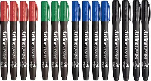 Artline Supreme Permanent Markers - Assorted Colours 15 pack