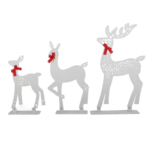 3pcs Lighted Christmas Decoration Deer Home Warm White Light Iron LED Reindeer Family Set Tabletop Decor for Outdoor Indoor Glowing Deer ‑02