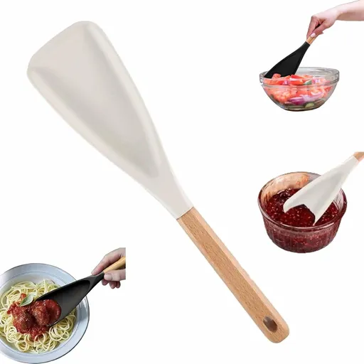 Multi Function Spoon, 2-in-1 Multi-function Spatula Spoon, Cooking Spoon for Nonstick Cookwares, Silicone Cooking Utensils for Kitchen, Multifunction Spoon for Mixing White