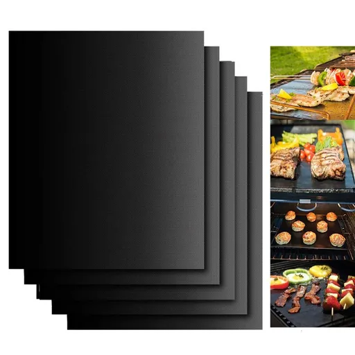 Grill Mats for Outdoor Grill, Grill Mats Non Stick Set of 5 BBQ Grill Mat Baking Mats Teflon BBQ Grill Accessories Reusable