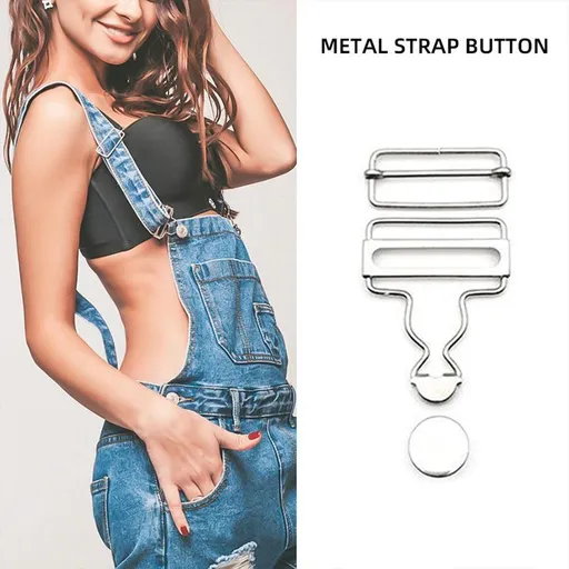 6 Sets Metal Strap Adjuster Overalls Buckles Silver