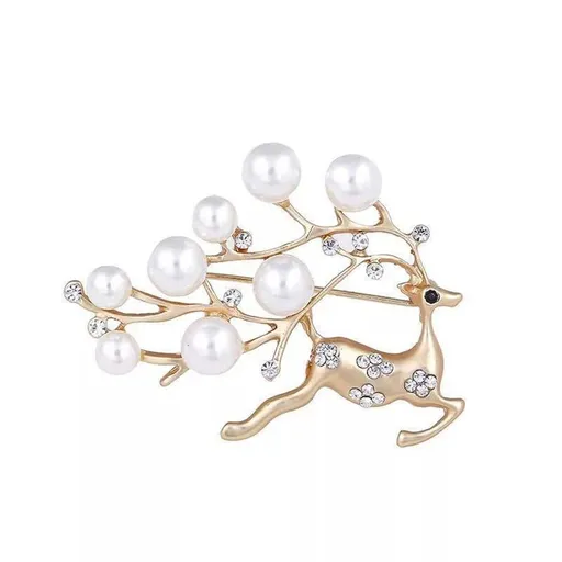 2 pack Animal Brooches for Women Pearl Rhinestones Animal Brooch Pin Cute Animal Jewelry Gift for Wife Mom Girlfriends（golden）