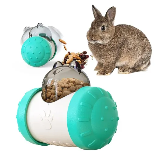 Interactive Treat Ball for Rabbits, Roll and Push, Use with Diced Carrot, Dried Herbs or Dried Fruit, Snack Toy Ball for Rabbits