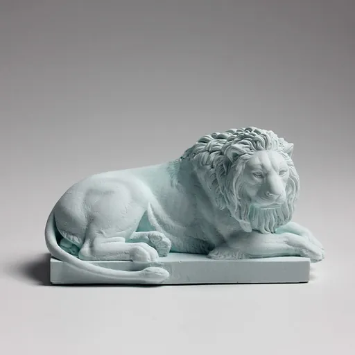 Classic Reclining Lion Sculpture Minimalist Green Plaster Desk Ornament for Living Room, Study, or Office Decoration