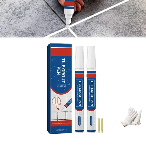 Tile Grout Repair Pen, Waterproof Ceramic Tile Grout Pen with Extra Tips, Restores & Whitens Grout Lines, Quick-Dry, for Bathroom, Shower, Kitchen