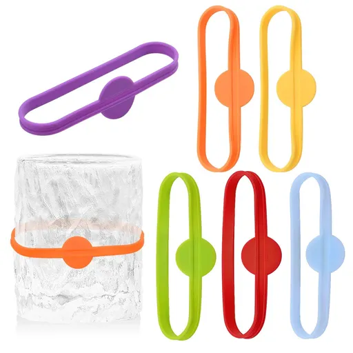 Drink Markers, 6pcs Beer Glass Cup Wine Glass Bottle Strip Tag Marker Glass Identifier Recognizer for Bar Party Home Use