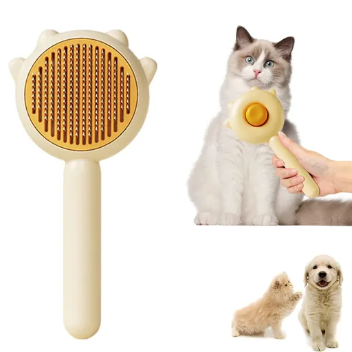 Cat grooming brush for long or short hair, self-cleaning and smooth comb for cats to remove tangled hair