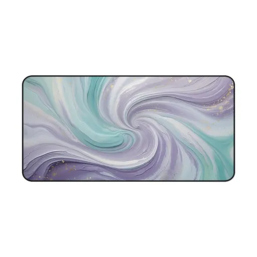 Story Nest Books Elegant Pastel Purple Turquoise Paint Swirl Large Desk Mat Mouse Pad Unique Office Accessory Gift For Her 3 Sizes - 16" Ã— 32"