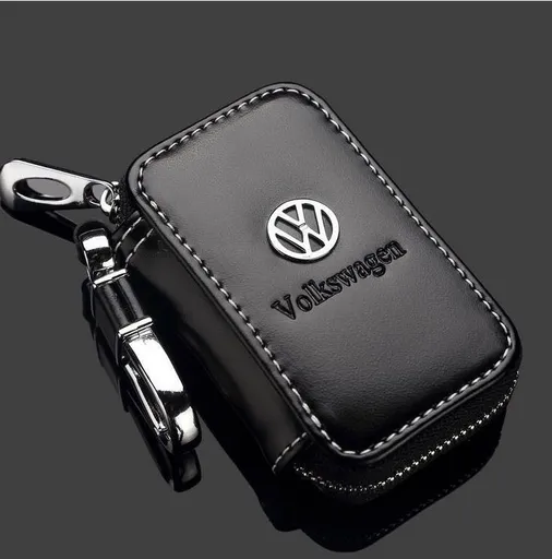 Dazzling Leather Key Holder for Car Keychain. Ford Black square key bag