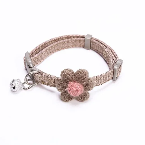 Zichen Plaid Bow Cat Collar with Bell Polyester Brown wool flower M(1.5 check bow single collar)